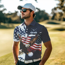 Load image into Gallery viewer, Red, White and Blue American Flag Eagle Golf polo shirts For Men Custom Patriotic Golf Team Jersey NQS9608