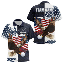 Load image into Gallery viewer, Red, White and Blue American Flag Eagle Golf polo shirts For Kid Custom Patriotic Golf Team Jersey NQS9608
