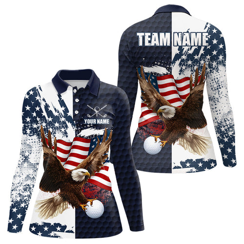 Red, White and Blue American Flag Eagle Golf polo shirts For Women Custom Patriotic Golf Team Jersey NQS9608