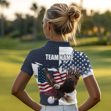 Load image into Gallery viewer, Red, White and Blue American Flag Eagle Golf polo shirts For Women Custom Patriotic Golf Team Jersey NQS9608