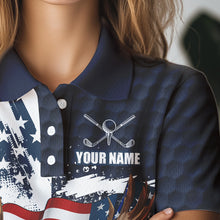 Load image into Gallery viewer, Red, White and Blue American Flag Eagle Golf polo shirts For Women Custom Patriotic Golf Team Jersey NQS9608