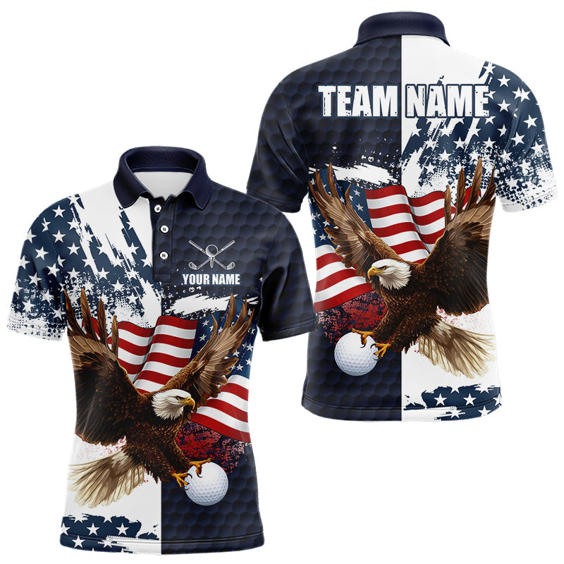 Red, White and Blue American Flag Eagle Golf polo shirts For Men Custom Patriotic Golf Team Jersey NQS9608