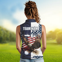 Load image into Gallery viewer, Red, White and Blue American Flag Eagle Sleeveless Golf polo shirts Custom Patriotic Golf Team Jersey NQS9608