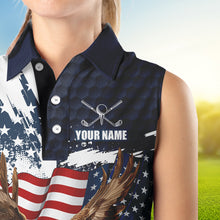 Load image into Gallery viewer, Red, White and Blue American Flag Eagle Sleeveless Golf polo shirts Custom Patriotic Golf Team Jersey NQS9608
