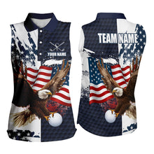 Load image into Gallery viewer, Red, White and Blue American Flag Eagle Sleeveless Golf polo shirts Custom Patriotic Golf Team Jersey NQS9608