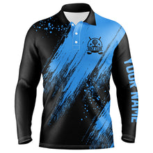 Load image into Gallery viewer, Black and blue Mens golf polo shirts custom golfing gifts, best mens golf tops NQS7345
