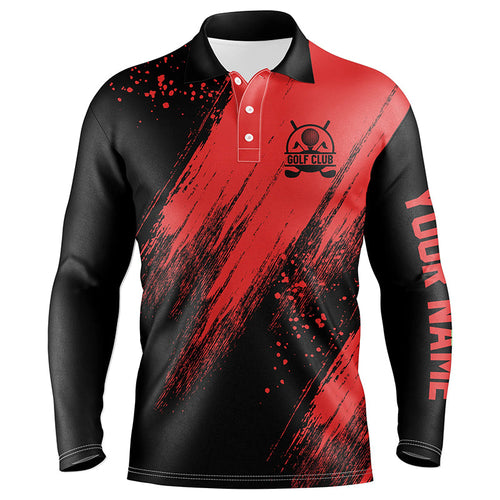 Black and red Mens golf polo shirts custom golfing gifts, best mens golf tops NQS7346