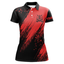 Load image into Gallery viewer, Black and red Womens golf polo shirt custom name golfing gifts, ladies golf tops NQS7346