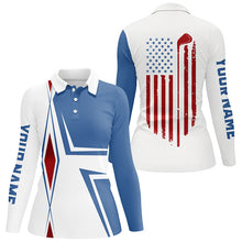 Load image into Gallery viewer, American Flag white Womens golf polo shirts custom golf club golf outfit women, golf shirts for lady NQS7919