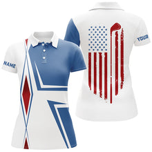 Load image into Gallery viewer, American Flag white Womens golf polo shirts custom golf club golf outfit women, golf shirts for lady NQS7919