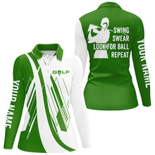 Load image into Gallery viewer, Green and white Women golf polo shirts custom swing swear look for ball repeat golf shirt for ladies NQS7921