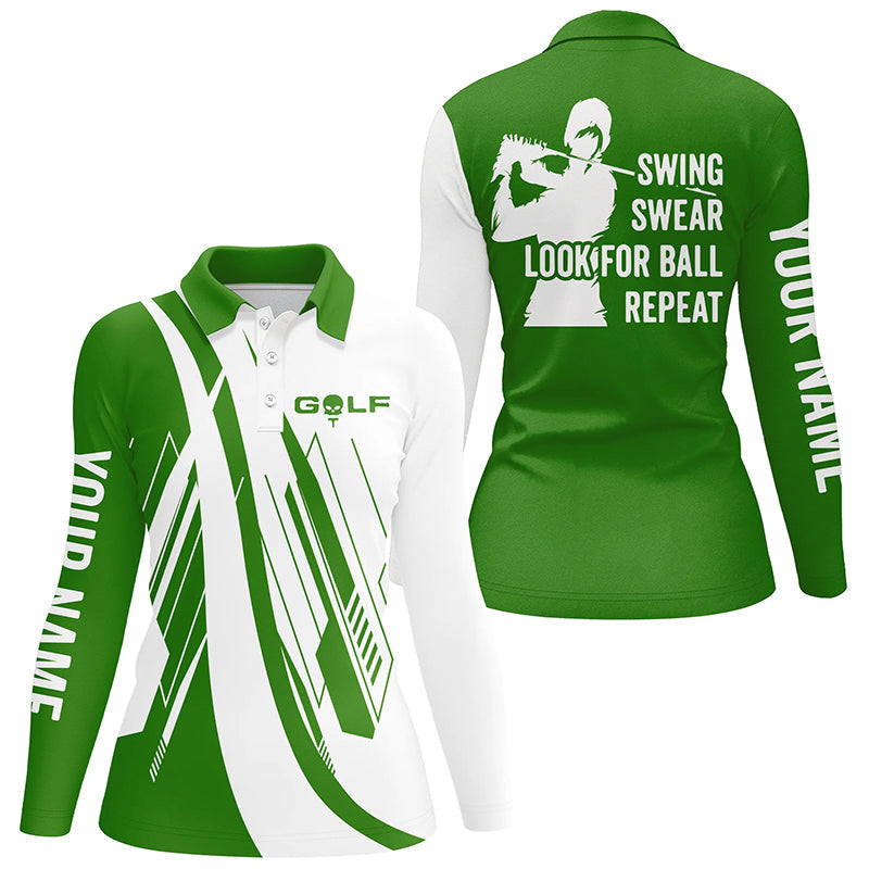 Green and white Women golf polo shirts custom swing swear look for ball repeat golf shirt for ladies NQS7921