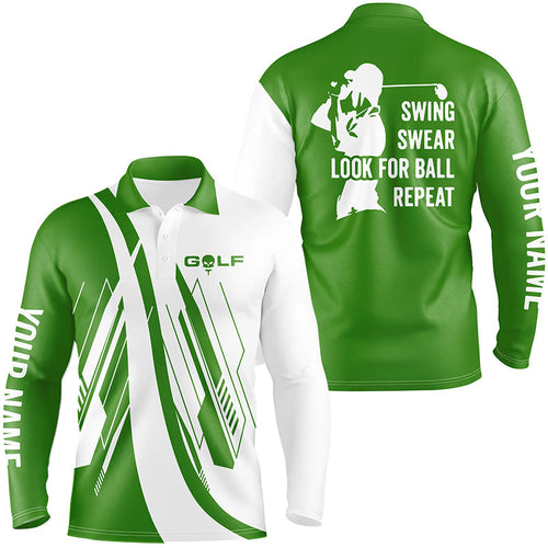 Green and white Mens golf polo shirts custom swing swear look for ball repeat golf shirt for mens NQS7921
