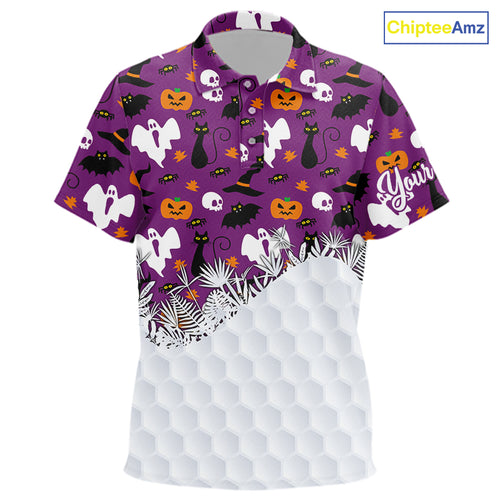 Personalized funny purple Halloween pattern Kid golf polo shirts best Kid golf wears NQS10315
