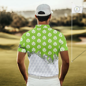 Personalized funny green pumpkin Halloween pattern mens golf polo shirts best mens golf wears NQS10316