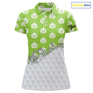 Personalized funny green pumpkin Halloween pattern Women golf polo shirts best ladies golf wears NQS10316