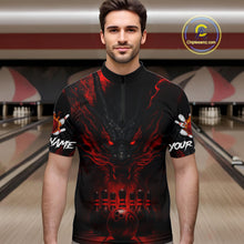Load image into Gallery viewer, Black And Red Dragon Bowling Shirts For Men Custom Dragon Bowling League Shirts Outfits NQS10948