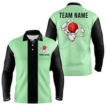 Load image into Gallery viewer, Personalized Mint Green and Black Retro Bowling Shirts For Men custom vintage bowling team jerseys NQS9045
