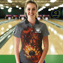 Load image into Gallery viewer, Personalized Tiger Bowling Shirts For Women Custom Gray grunge Flame Tiger Bowling Team Jerseys NQS11137