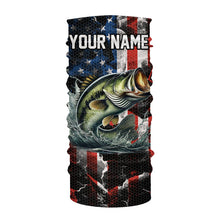 Load image into Gallery viewer, Largemouth Bass fishing American flag Custom UV protection performance long sleeve fishing jerseys NQS9276