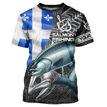 Load image into Gallery viewer, Quebec Flag Salmon Fishing Custom long sleeve performance Fishing Shirts, Salmon Fishing jerseys NQS5832