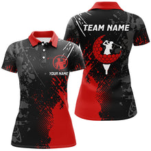 Load image into Gallery viewer, Black and Red Womens golf polo shirts custom female golf attire for women, personalized golf gifts NQS8127