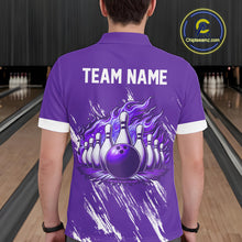 Load image into Gallery viewer, Retro Purple argyle Flame Bowling shirts For Men custom bowling team jerseys Mens Bowler Outfits NQS10326
