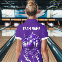 Load image into Gallery viewer, Retro Purple argyle Flame Bowling shirts For Women custom bowling team jerseys Ladies Bowler Outfits NQS10326