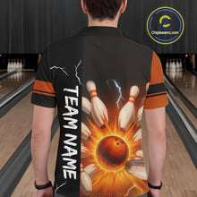 Load image into Gallery viewer, Orange Flame Lightning thunder Bowling shirts For Men custom bowling team jerseys Mens Bowler Outfits NQS10329