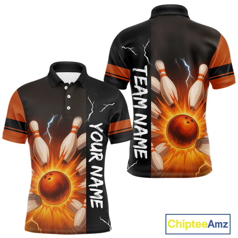 Orange Flame Lightning thunder Bowling shirts For Men custom bowling team jerseys Mens Bowler Outfits NQS10329