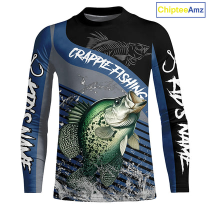 Crappie fishing Custom UV protection fishing long sleeve shirt, Crappie Fishing jerseys | Blue NQS8365