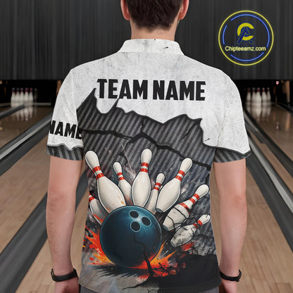 Black and White grunge Bowling Shirts for Men Custom Team Bowling Jerseys, Gift for Bowlers NQS10751