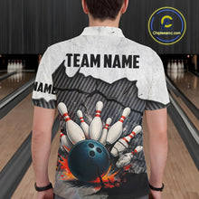 Load image into Gallery viewer, Black and White grunge Bowling Shirts for Men Custom Team Bowling Jerseys, Gift for Bowlers NQS10751