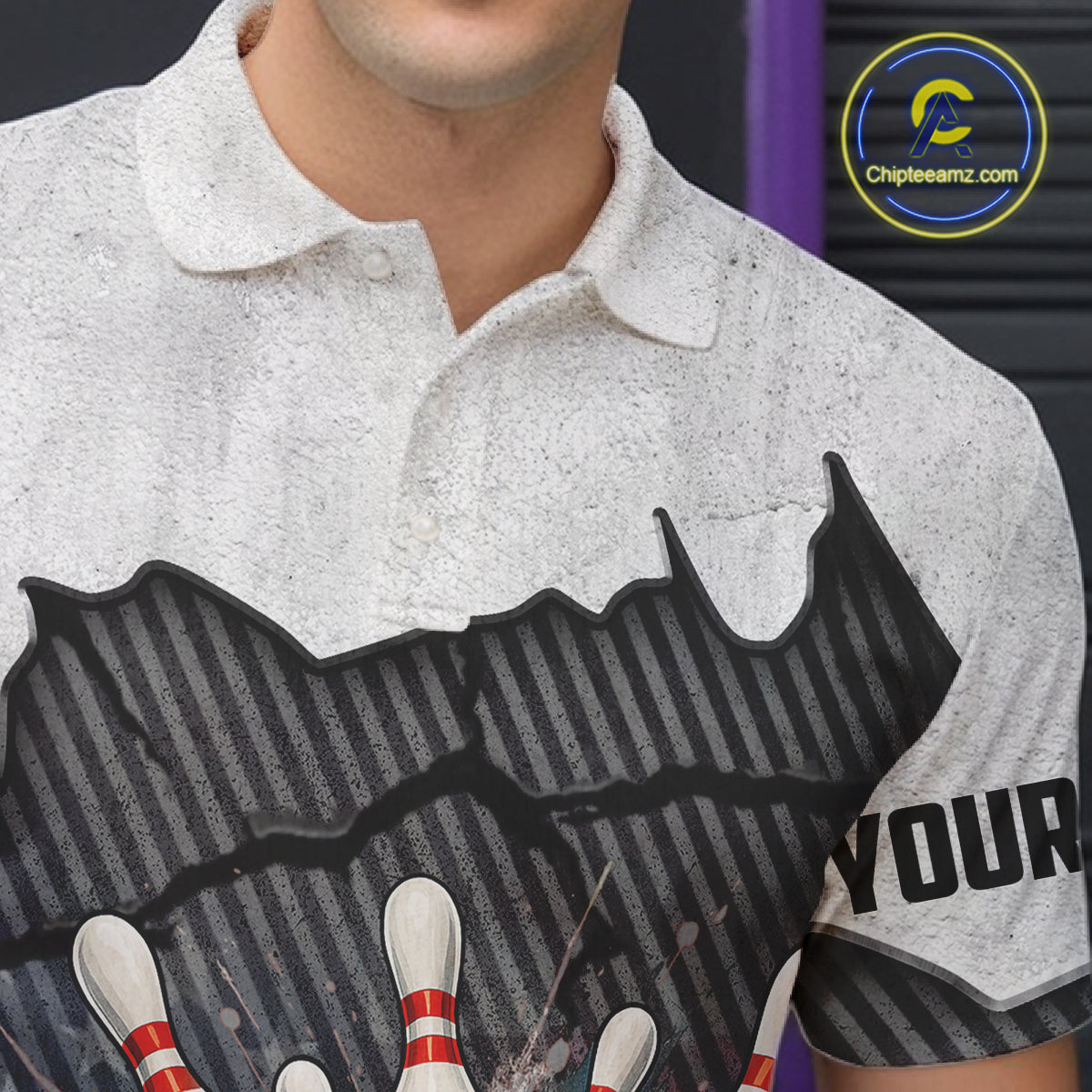Black and White grunge Bowling Shirts for Men Custom Team Bowling Jerseys, Gift for Bowlers NQS10751
