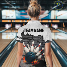 Load image into Gallery viewer, Black and White grunge Bowling Shirts for Women Custom Team Bowling Jerseys, Gift for Bowlers NQS10751