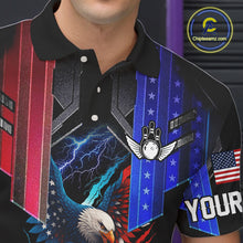 Load image into Gallery viewer, American flag bowling jersey Custom patriotic Lightning Thunder Eagle Bowling shirts for men NQS10958