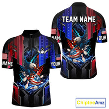Load image into Gallery viewer, American flag bowling jersey Custom patriotic Lightning Thunder Eagle Bowling shirts for men NQS10958