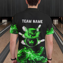 Load image into Gallery viewer, Green Flame Smoke Lucky clover Bowling Shirts For Men Custom St Patrick Day Bowling Team Jersey NQS9451