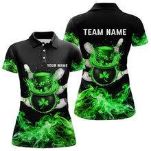 Load image into Gallery viewer, Green Flame Smoke Lucky clover Bowling Shirts For Women Custom St Patrick Day Bowling Team Jersey NQS9451