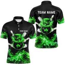 Load image into Gallery viewer, Green Flame Smoke Lucky clover Bowling Shirts For Men Custom St Patrick Day Bowling Team Jersey NQS9451