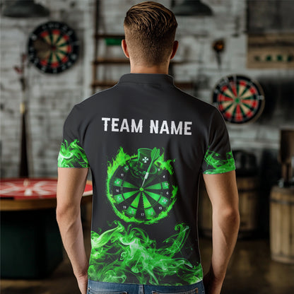 Green Flame Smoke Lucky clover Darts Shirts For Men Custom St Patrick Day Team Darts Jersey Outfit NQS9452