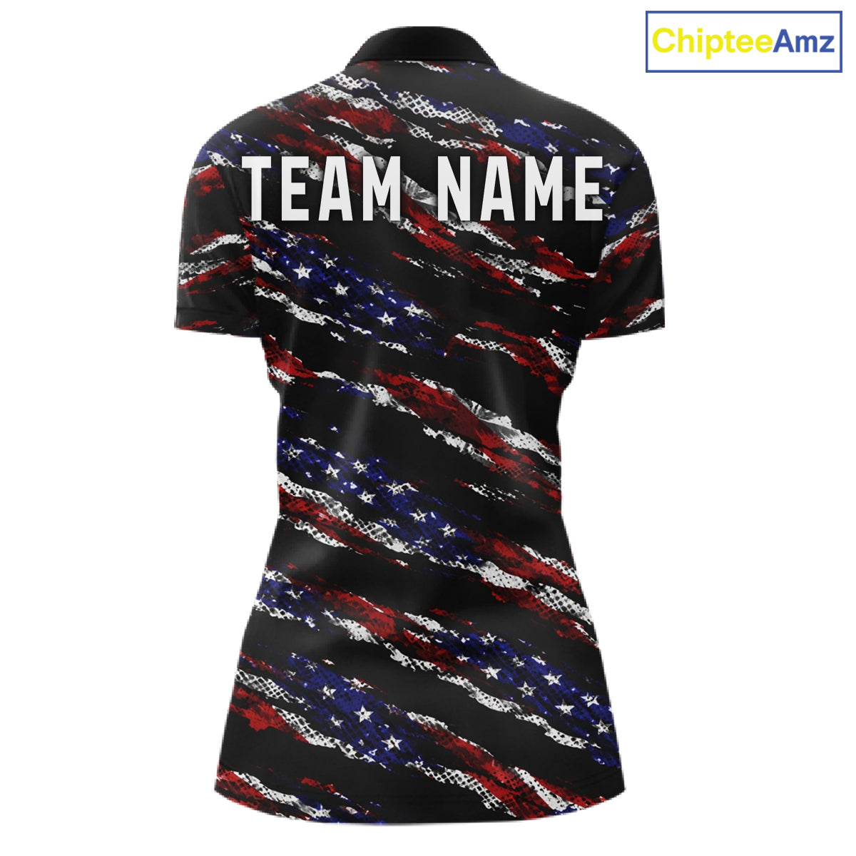 Black American Flag pattern bowling shirt for Women custom patriotic jersey team ladies bowling gifts NQS11552