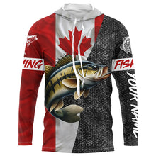 Load image into Gallery viewer, Canadian Flag Smallmouth Bass Fishing Custom long sleeve performance Fishing Shirts, Bass jerseys NQS5072