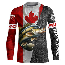Load image into Gallery viewer, Canadian Flag Smallmouth Bass Fishing Custom long sleeve performance Fishing Shirts, Bass jerseys NQS5072