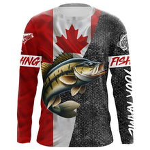 Load image into Gallery viewer, Canadian Flag Smallmouth Bass Fishing Custom long sleeve performance Fishing Shirts, Bass jerseys NQS5072