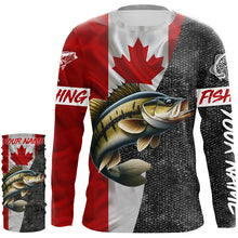 Load image into Gallery viewer, Canadian Flag Smallmouth Bass Fishing Custom long sleeve performance Fishing Shirts, Bass jerseys NQS5072