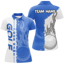 Load image into Gallery viewer, Blue and white flame golf ball custom Womens golf polo shirts, ladies golf tops for team NQS7543