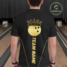 Load image into Gallery viewer, Blue and Gold Bowling ball Polo, Quarter Zip Shirts for Men Custom Bowling Outfit Team bowlers jersey NQS10032