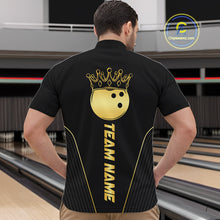 Load image into Gallery viewer, Blue and Gold Bowling ball Polo, Quarter Zip Shirts for Men Custom Bowling Outfit Team bowlers jersey NQS10032