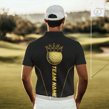 Load image into Gallery viewer, Blue and Gold Mens Golf polo shirts Custom Golf Outfit For Mens Team Golf shirts | Black NQS10033
